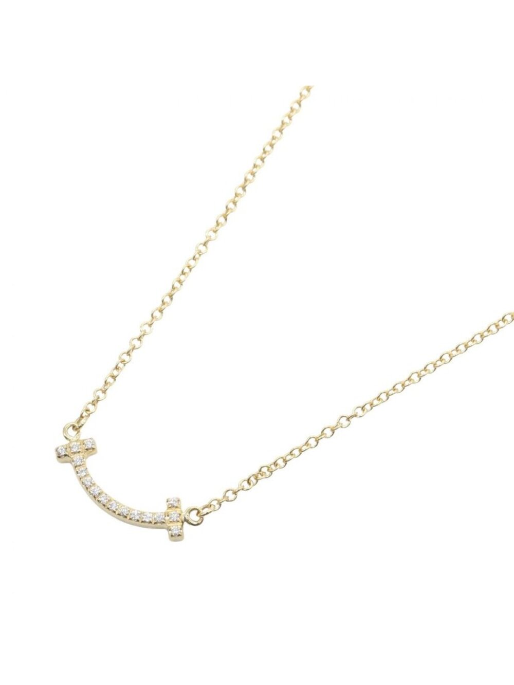 Tiffany & Co Necklace T Smile Mini Diamond 40.5 46 cm 18k